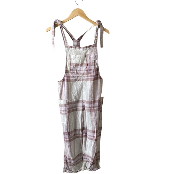 Aerie Plaid Shoulder Tie Straps Cropped Cargo Style Jumpsuit Size S - Picture 7 of 9
